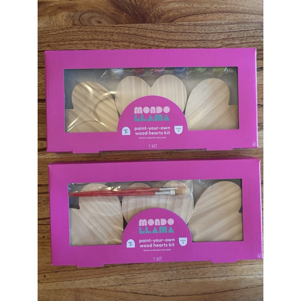 Mondo Llama Paint Your Own Wood Hearts Kit 2 Kits